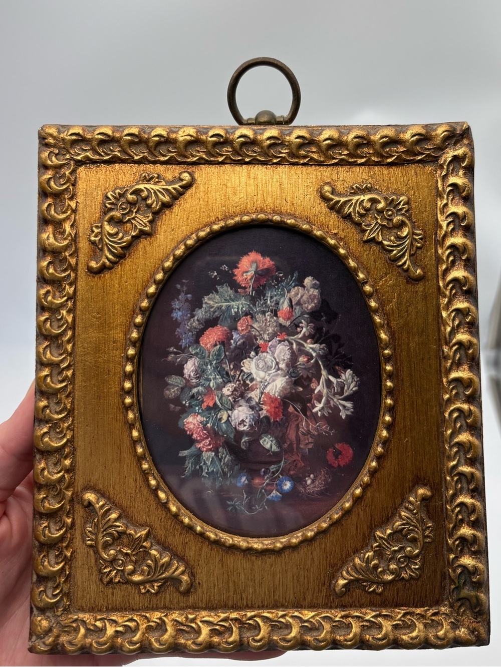 Vintage Ornate Gold Floral Print  Wall Art - Small